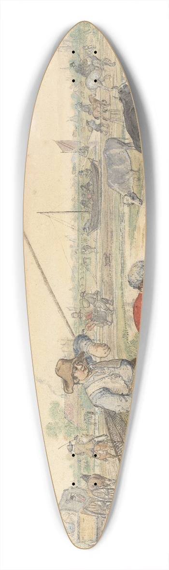 Hendrick Avercamp - Landscape with Two Eel Fishermen by a Ditch 39.3 inch art pintail longboard deck