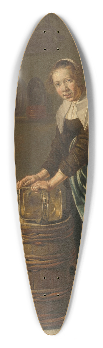 Hendrick Ten Oever - Woman scouring a vessel 39.3 inch art pintail longboard deck