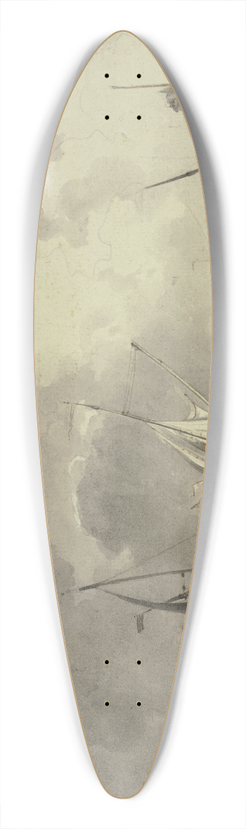 Hendrik Kobell - Bewegte See mit vielen Schiffen, rechts der Hafen mit einer Windmhle und einer groen Kanone 39.3 inch art pintail longboard deck