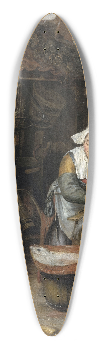 Hendrik Potuyl - A Housewife in an inner Courtyard Cleaning Fish 39.3 inch art pintail longboard deck