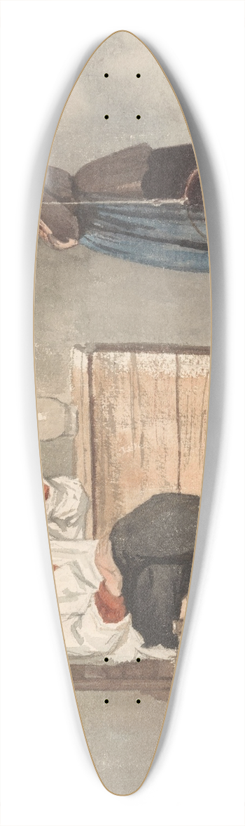 Hendrik Valkenburg - Rokende matroos, vrouw met juk en melkemmers 39.3 inch art pintail longboard deck