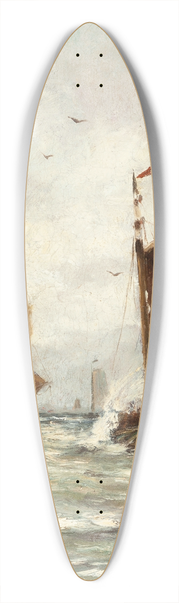 Hendrik Willem Mesdag - Fishing on the Choppy Sea near Scheveningen 39.3 inch art pintail longboard deck