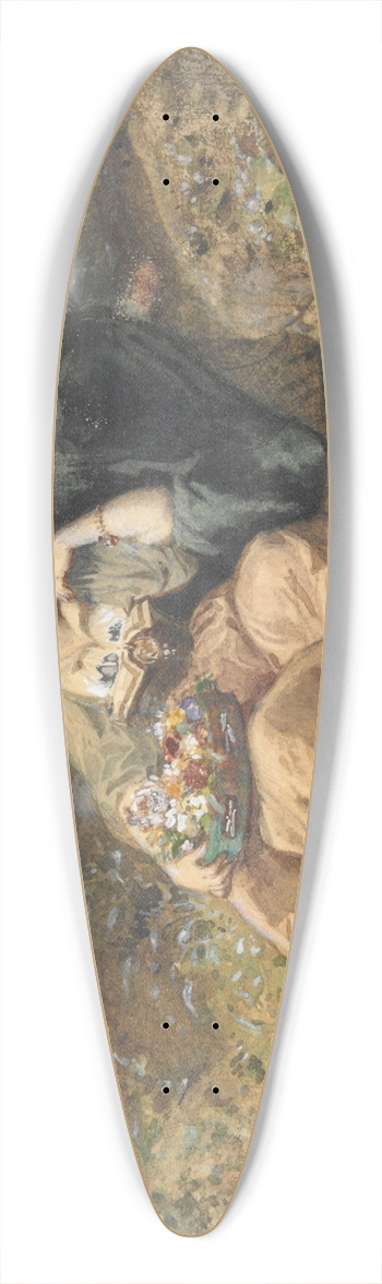 Henri-Charles-Antoine Baron - TwoWomen 39.3 inch art pintail longboard deck