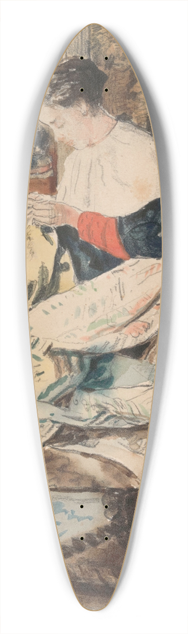 Henri de Braekeleer - Woman Sewing 39.3 inch art pintail longboard deck