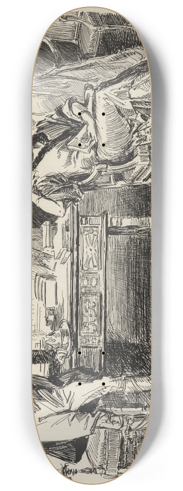 Charles Dana Gibson - Advice to the mentally feeble  Go back to the stable as soon as possible 8.25 inch art skate deck