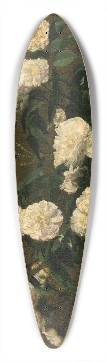 Henri Fantin-Latour - Still Life of White Roses 39.3 inch art pintail longboard deck