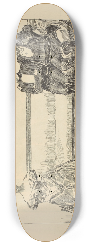 Charles Dana Gibson - A hint to fathers. Dont destroy a romance by meeting him more than half way 8.25 inch art skate deck