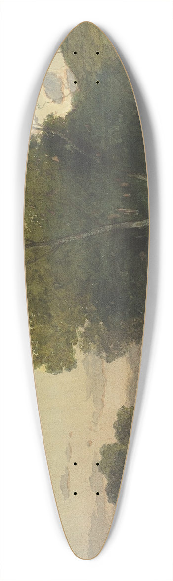 Henri-Joseph Harpignies - Evening Light on a Wooded Lakeside with Cattle Drinking 39.3 inch art pintail longboard deck