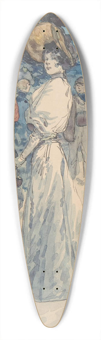 Henri Somm - A Parisienne Outside the Moulin de la Galette 39.3 inch art pintail longboard deck