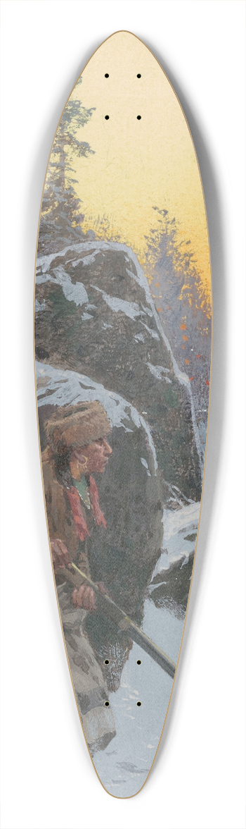 Henry Farny - The Indian Bear Hunter 39.3 inch art pintail longboard deck