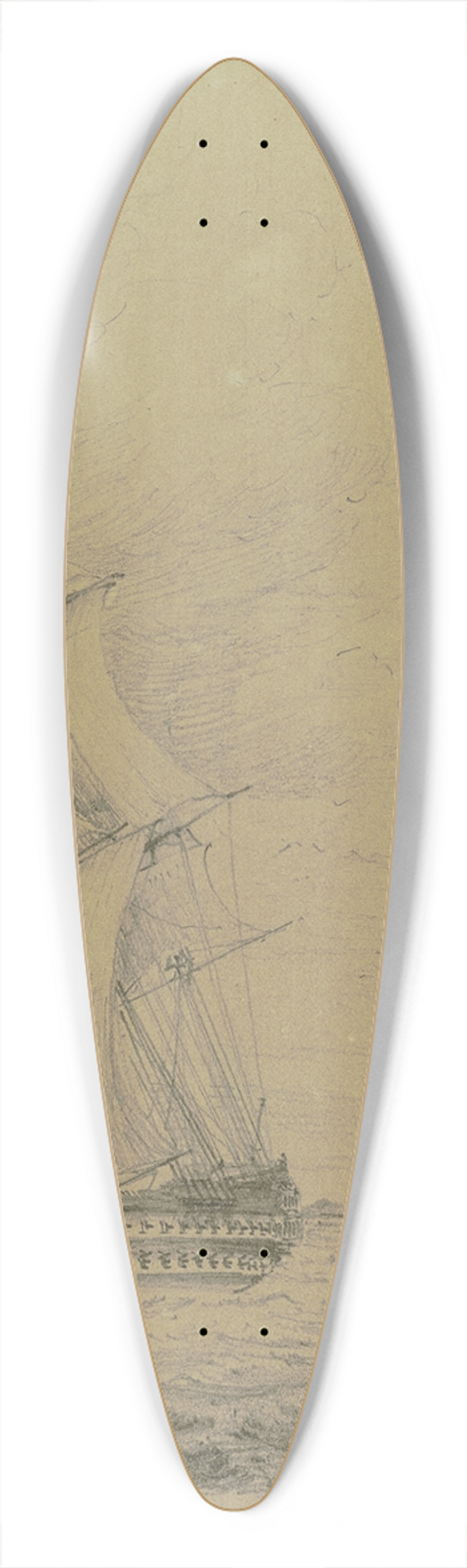 Henry Fortescue - Sailing boat on the ocean 39.3 inch art pintail longboard deck