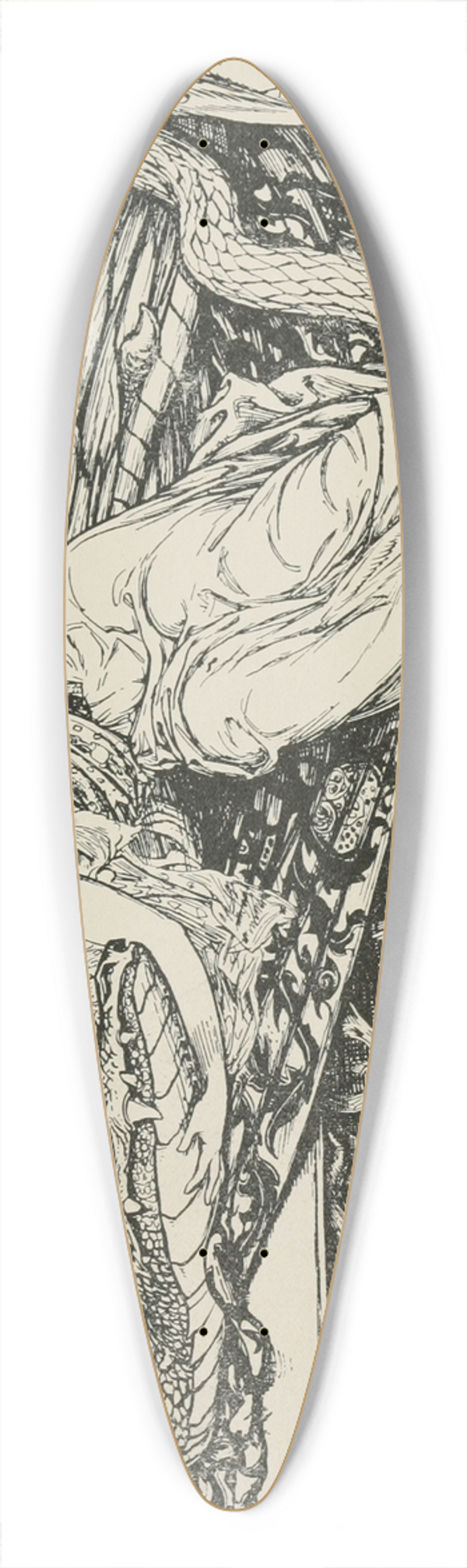 Henry Justice Ford - The Beautiful Woman soothes the Serpent-King 39.3 inch art pintail longboard deck