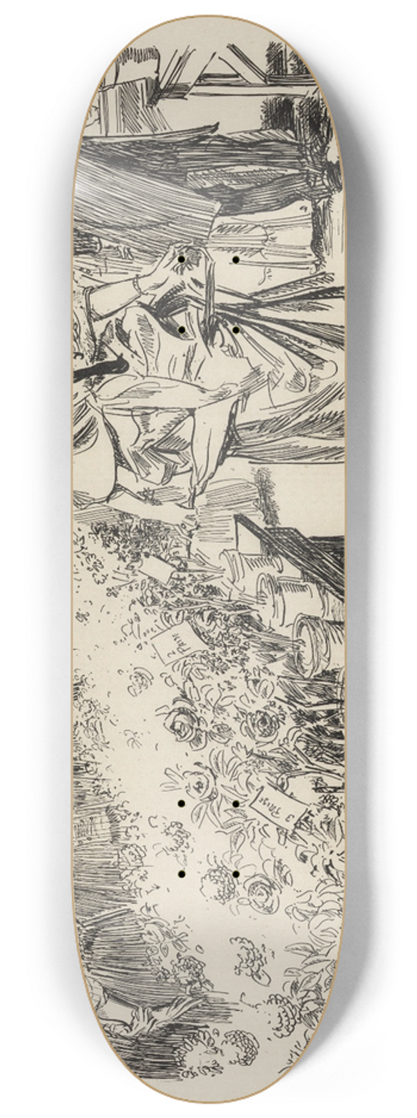 Charles Dana Gibson - Frederick enjoys the flower show in our village 8.25 inch art skate deck