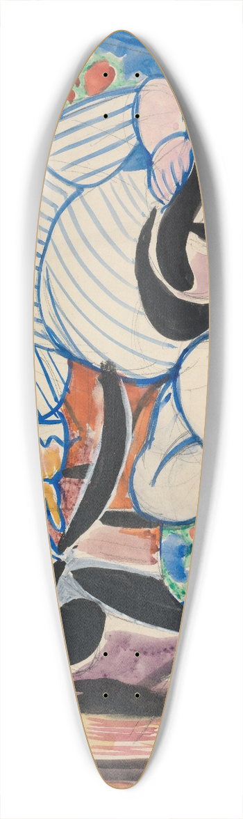 Henry Lyman Saen - Gouache 39.3 inch art pintail longboard deck