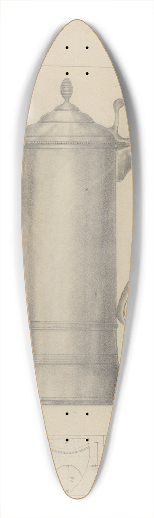 Henry Meyers - Pewter Flagon 39.3 inch art pintail longboard deck