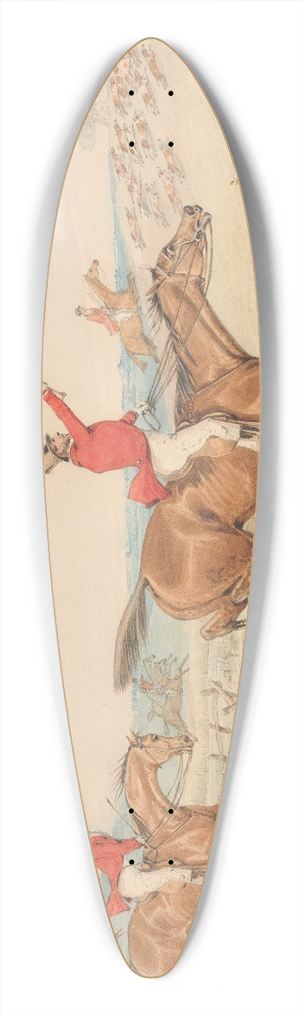 Henry Thomas Alken - Jumping a Low Rail and a Brook 39.3 inch art pintail longboard deck