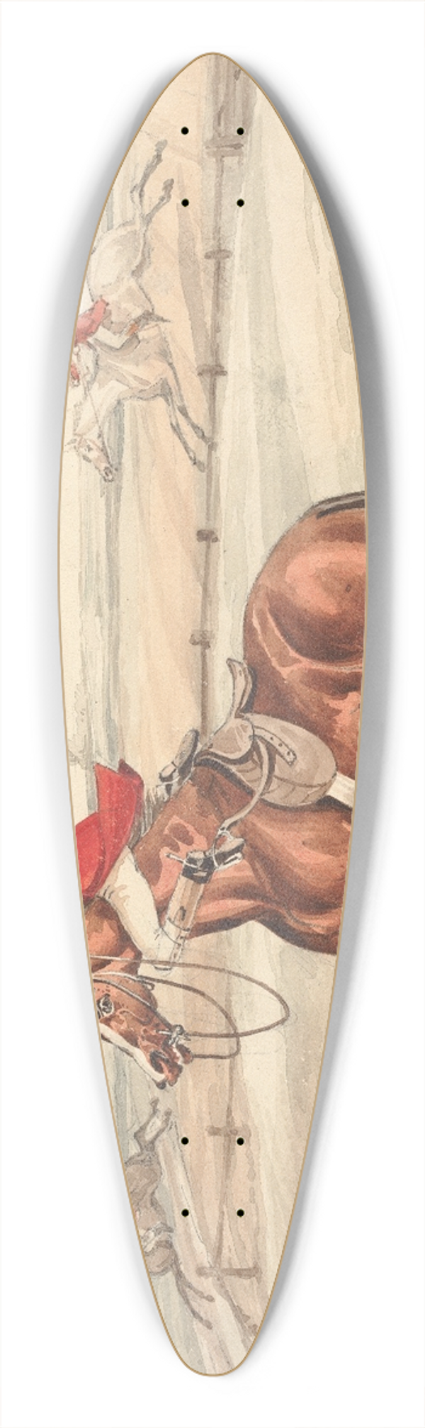 Henry Thomas Alken - Qualified Horses and Unqualified Riders; Faceing a Brook Verifying the Old Adage, Look Before You Leap 39.3 inch art pintail longboard deck Henry Thomas Alken - Qualified Horses and Unqualified Riders; Faceing a Brook Verifying the Old Adage, Look Before You Leap 39.3 inch art pintail longboard deck