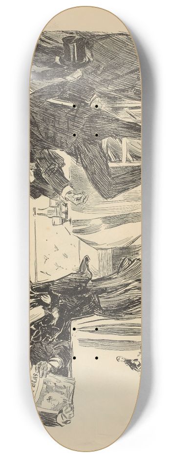 Charles Dana Gibson - In paris. At the Caf Americain 8.25 inch art skate deck