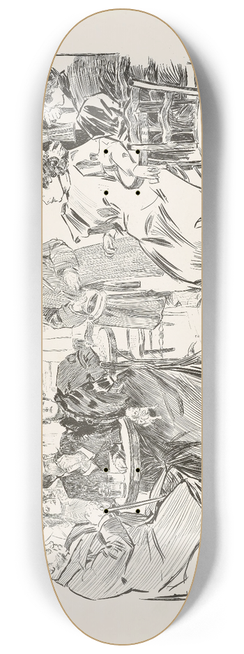 Charles Dana Gibson - In Paris  Some Sidewalk Types 8.25 inch art skate deck
