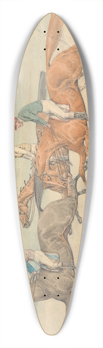 Henry Thomas Alken - Three Racehorses with Jockeys Up Galloping in a Group to Left 39.3 inch art pintail longboard deck