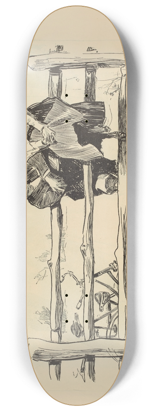 Charles Dana Gibson - Is bicycling bad for the heart 8.25 inch art skate deck