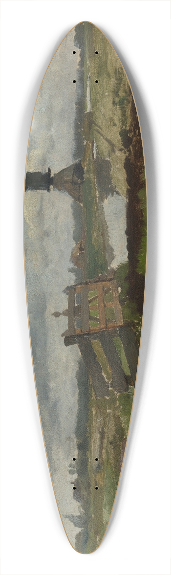 Hermann Baisch - Hollndische Landschaft mit Windmhle 39.3 inch art pintail longboard deck