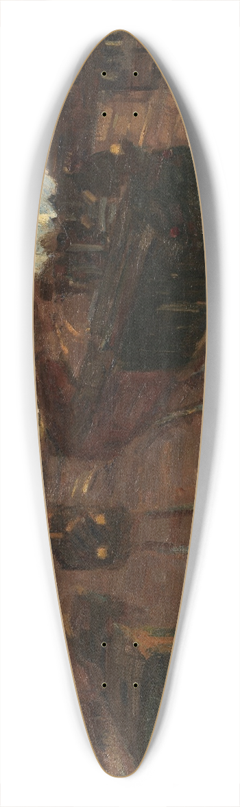 Hermann Pleuer - Vor den Einfahrtshallen des Alten Stuttgarter Bahnhofs 39.3 inch art pintail longboard deck