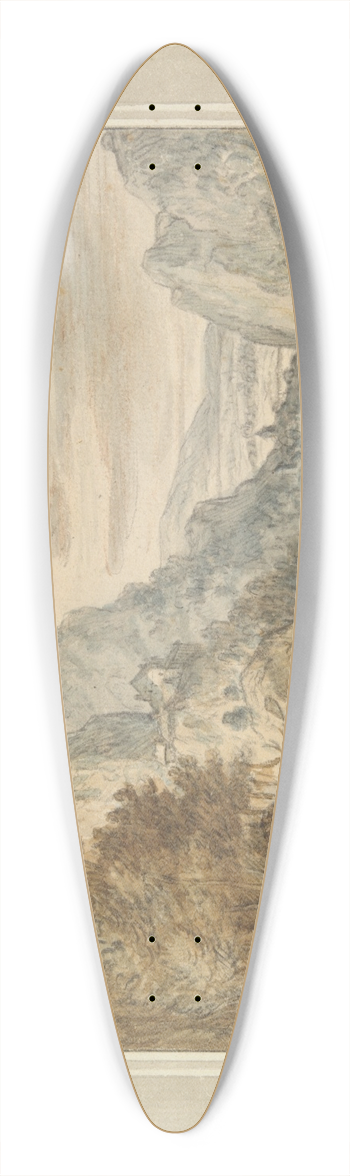 Herman Saftleven - MountainousLandscape 39.3 inch art pintail longboard deck