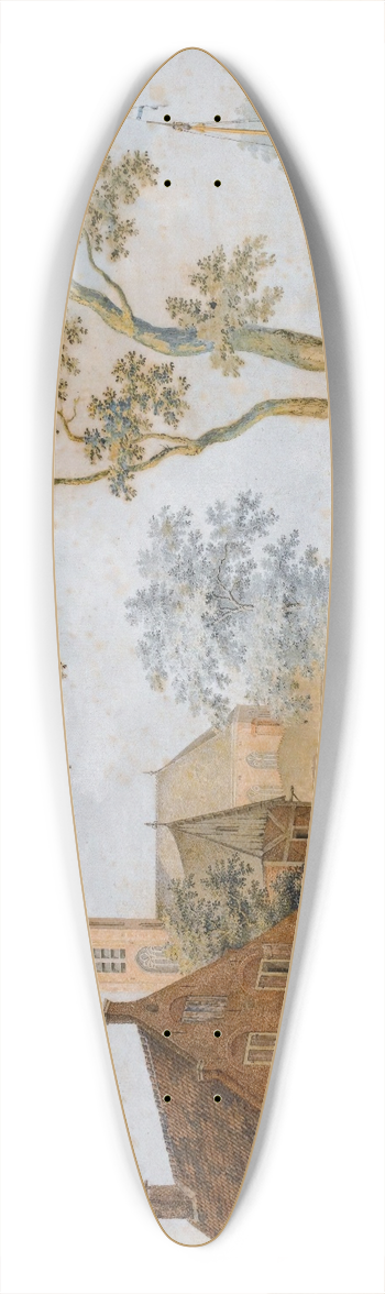 Hermanus Petrus Schouten - A Village By A Wide River 39.3 inch art pintail longboard deck