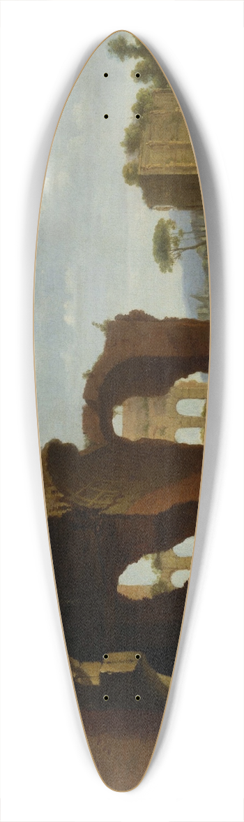 Herman van Swanevelt - A Roman View of the Ruins of the Temple of Venus and Rome with the Colosseum and the Arch of Constan 39.3 inch art pintail longboard deck