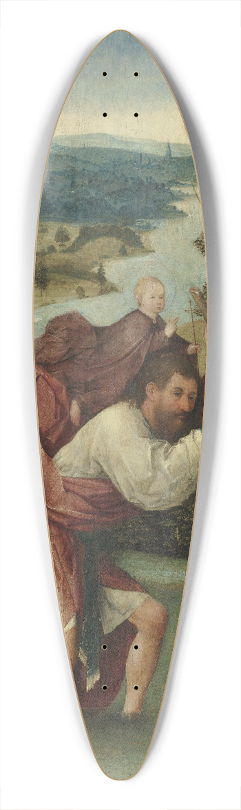 Hieronymus Bosch - Saint Christopher Carrying the Christ Child 39.3 inch art pintail longboard deck