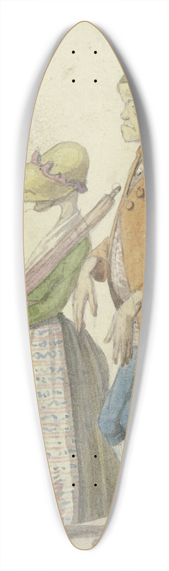 Hieronymus Hess - Caricatured farmer couple 39.3 inch art pintail longboard deck
