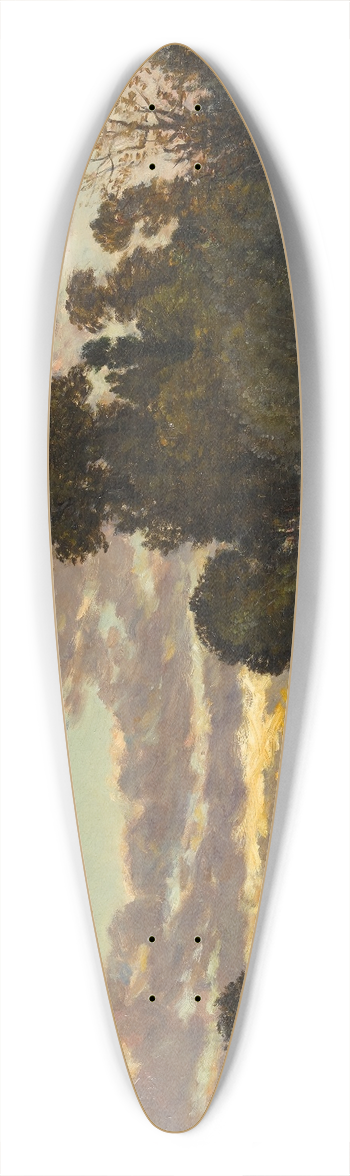Hippolyte Camille Delpy - A river landscape at dusk 39.3 inch art pintail longboard deck