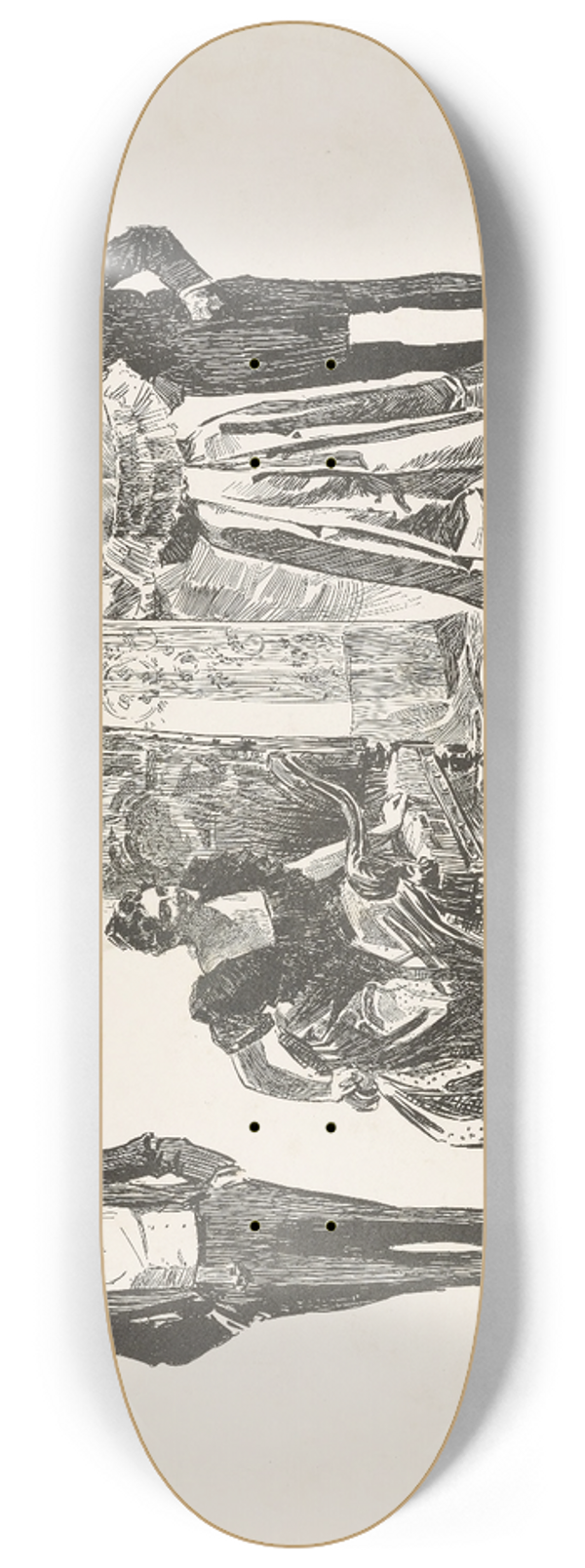 Charles Dana Gibson - Puzzle  Find the girl who has been kissed within ten minutes 8.25 inch art skate deck