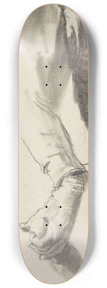 Adolph von Menzel - Two studies of a womans left arm holding a childs hand 8.25 inch art skate deck
