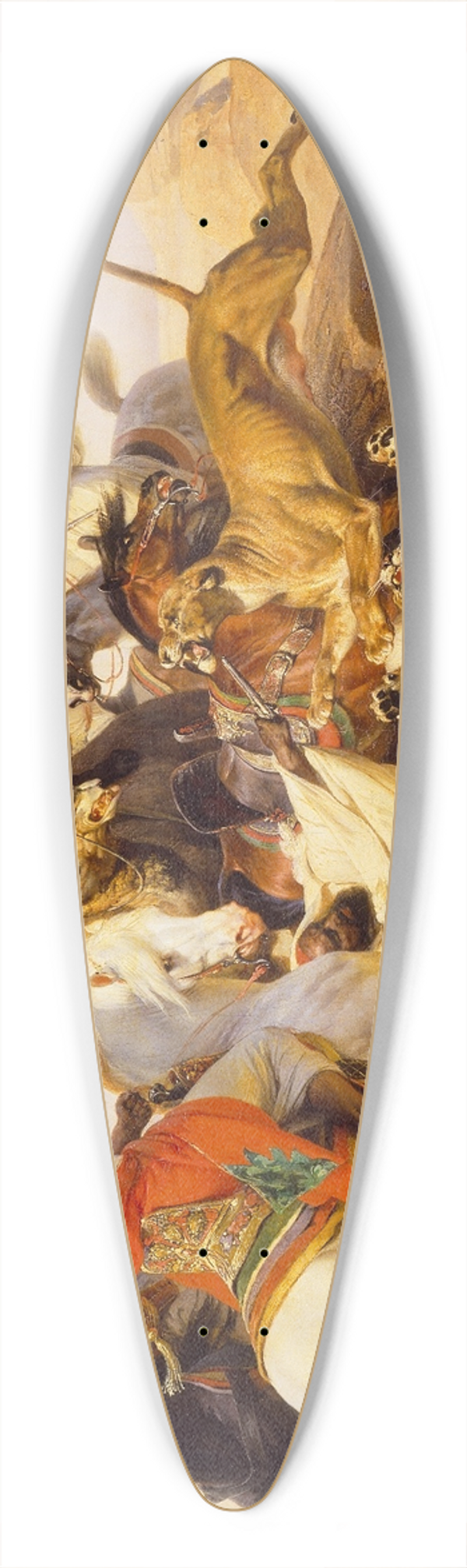 Horace Vernet - The Lion Hunt 39.3 inch art pintail longboard deck