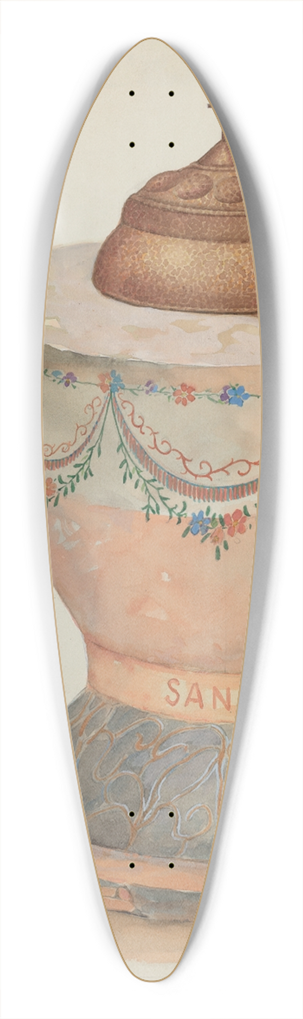 Howard H. Sherman - Baptismal Font at San Luis Rey Mission Church 39.3 inch art pintail longboard deck