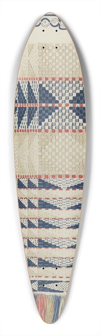 Howard H. Sherman - Handwoven Coverlet 39.3 inch art pintail longboard deck