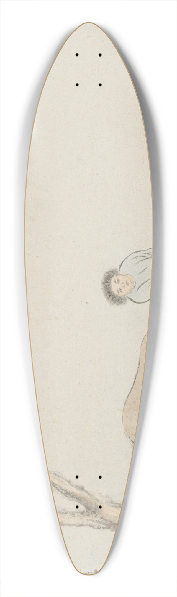 Hua Yan - A Man and a Horse by a Stream 39.3 inch art pintail longboard deck