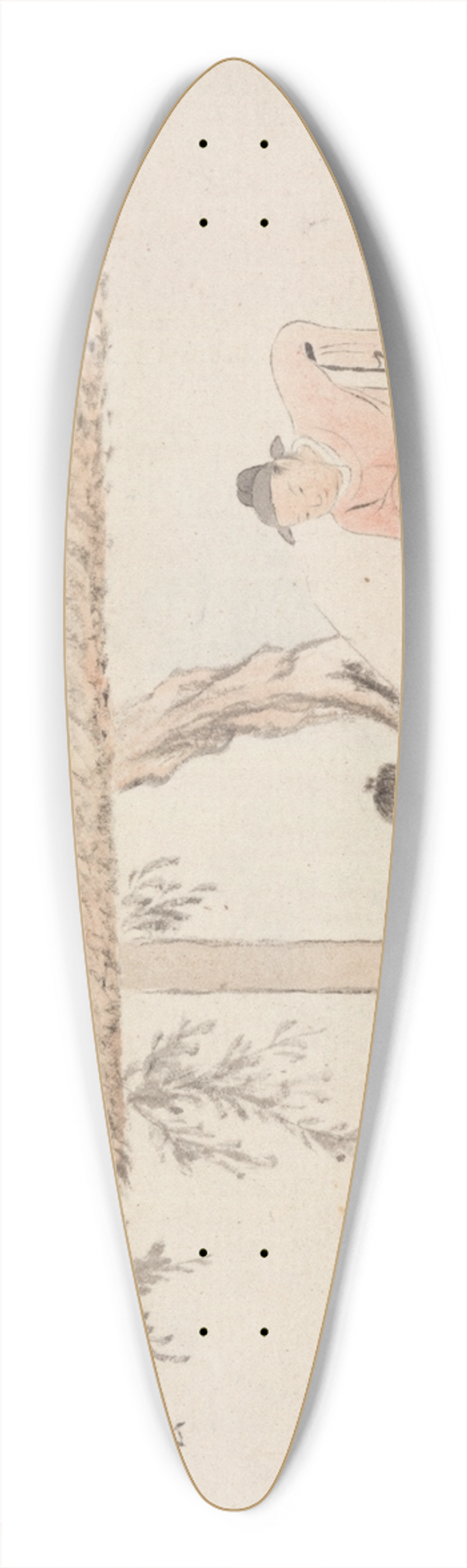 Hua Yan - A Man Sits at a Table before an Open Scroll; a Boy Mixes Ink 39.3 inch art pintail longboard deck