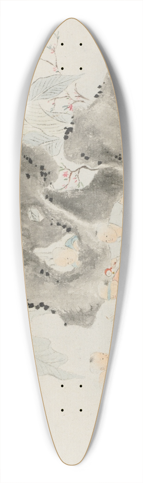 Hua Yan - Children Play in a Rocky Grove 39.3 inch art pintail longboard deck