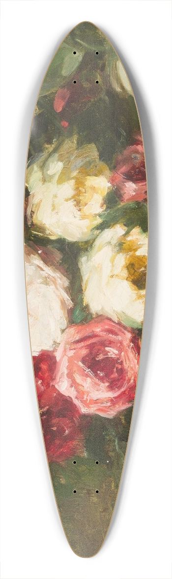 Hubert Bellis - Rose still life 39.3 inch art pintail longboard deck