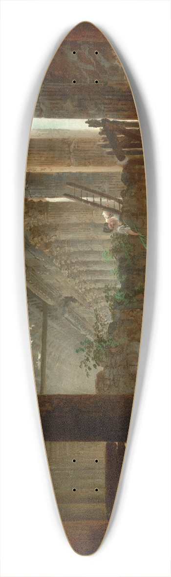 Hubert Robert - A Hermit Praying in the Ruins of a Roman Temple 39.3 inch art pintail longboard deck