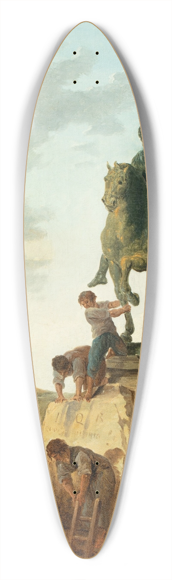 Hubert Robert - An animated landscape with the statue of Marcus Aurelius 39.3 inch art pintail longboard deck