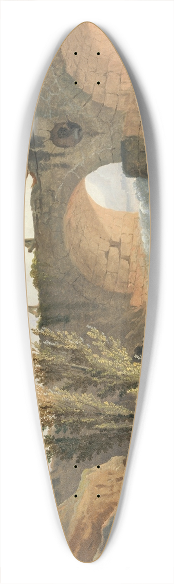 Hubert Robert - Bridge over a Cascade 39.3 inch art pintail longboard deck