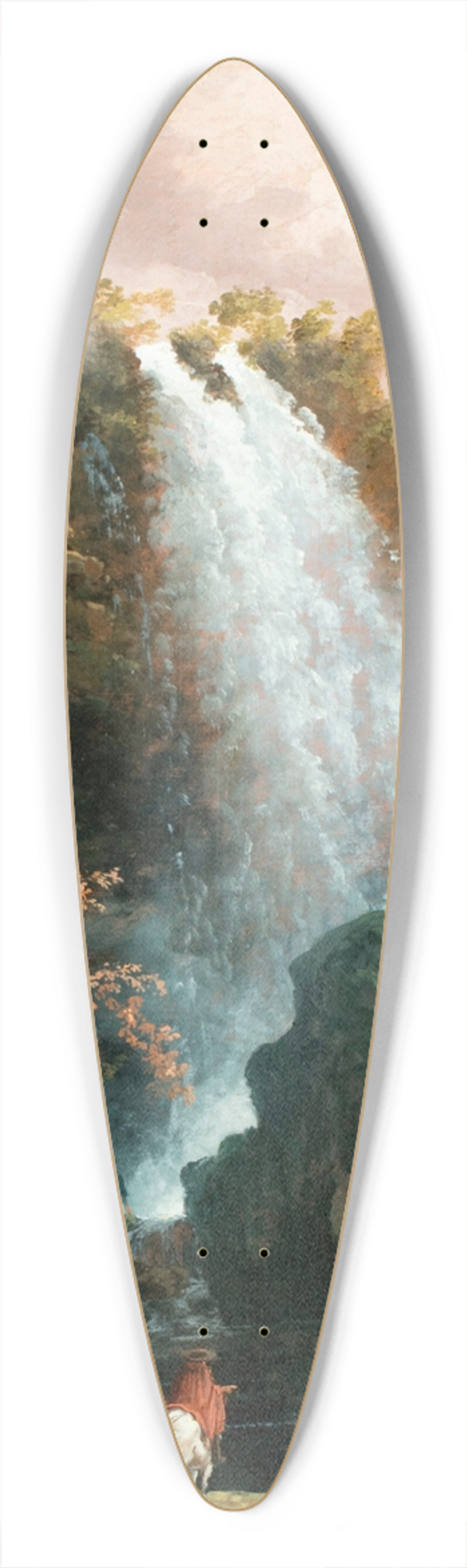 Hubert Robert - The Tivoli waterfalls with the Temple of the Sibyl 39.3 inch art pintail longboard deck