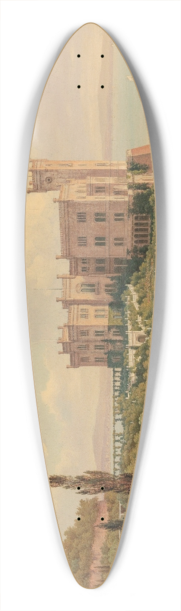 Hubert Sattler - View of Miramare Castle near Trieste 39.3 inch art pintail longboard deck