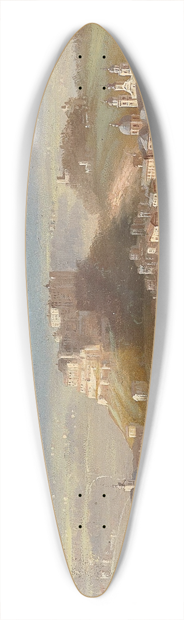 Hubert Sattler - View of Salzburg 39.3 inch art pintail longboard deck