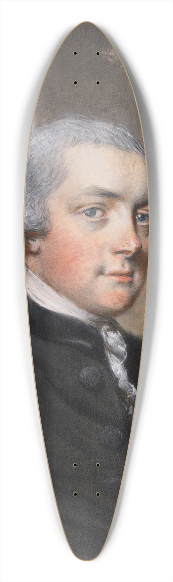 Hugh Douglas Hamilton - Portrait of a Gentleman in a Black Coat 39.3 inch art pintail longboard deck