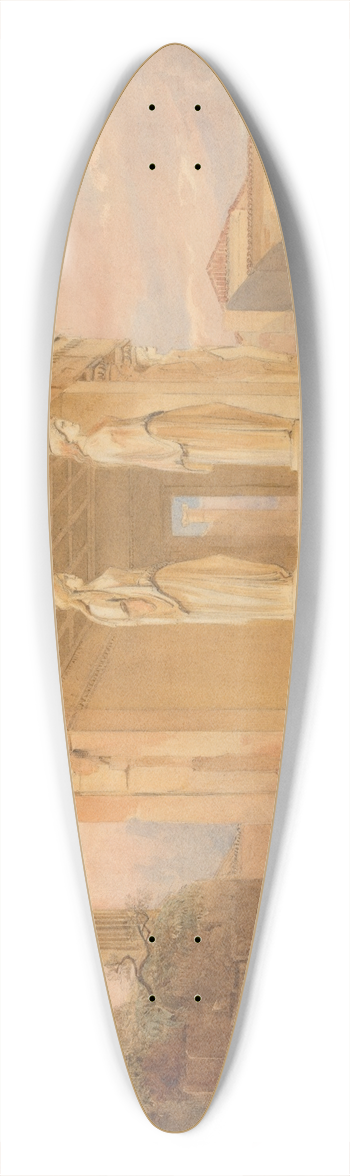 Hugh William Williams - The Erechtheum, Athens 39.3 inch art pintail longboard deck